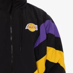 Mitchell & Ness Los Angeles Lakers Spray Jacket - Black/Purple/Yellow -Throwback Store MN Los Angeles Lakers Spray Jacket Black Purple MNLL3205a onbody4