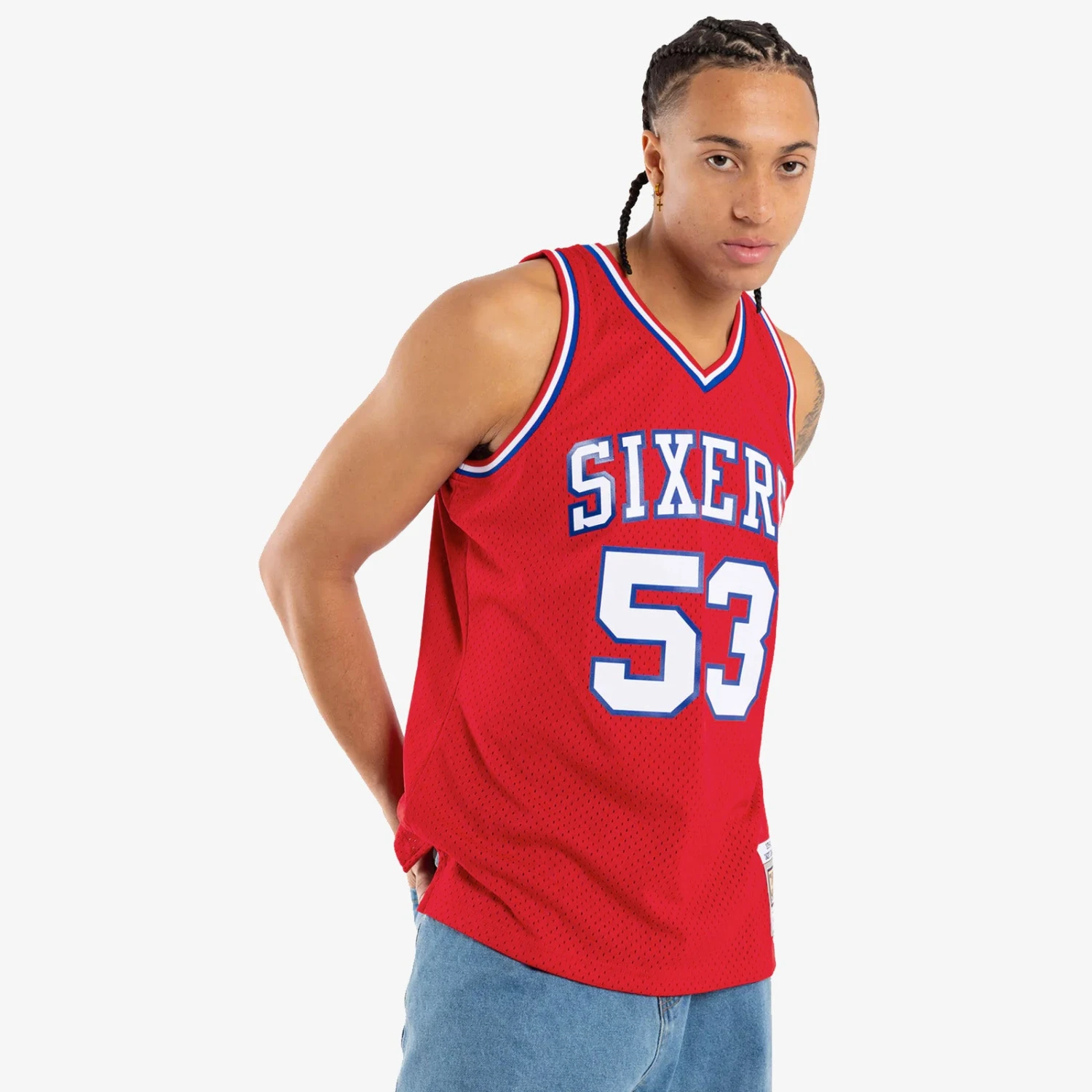 Mitchell & Ness Darryl Dawkins Philadelphia 76ers 79-80 HWC Swingman Jersey - Red - Image 5