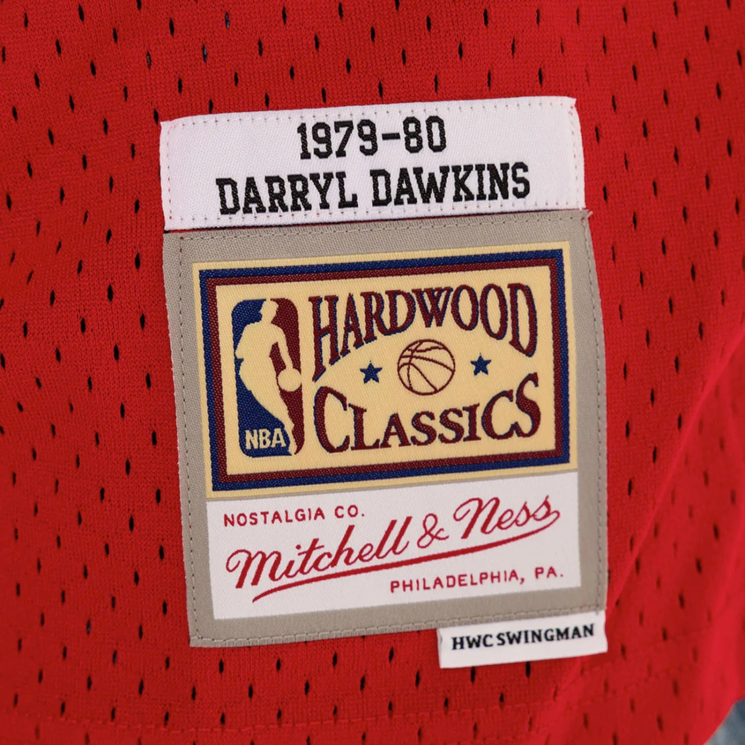 Mitchell & Ness Darryl Dawkins Philadelphia 76ers 79-80 HWC Swingman Jersey - Red - Image 6